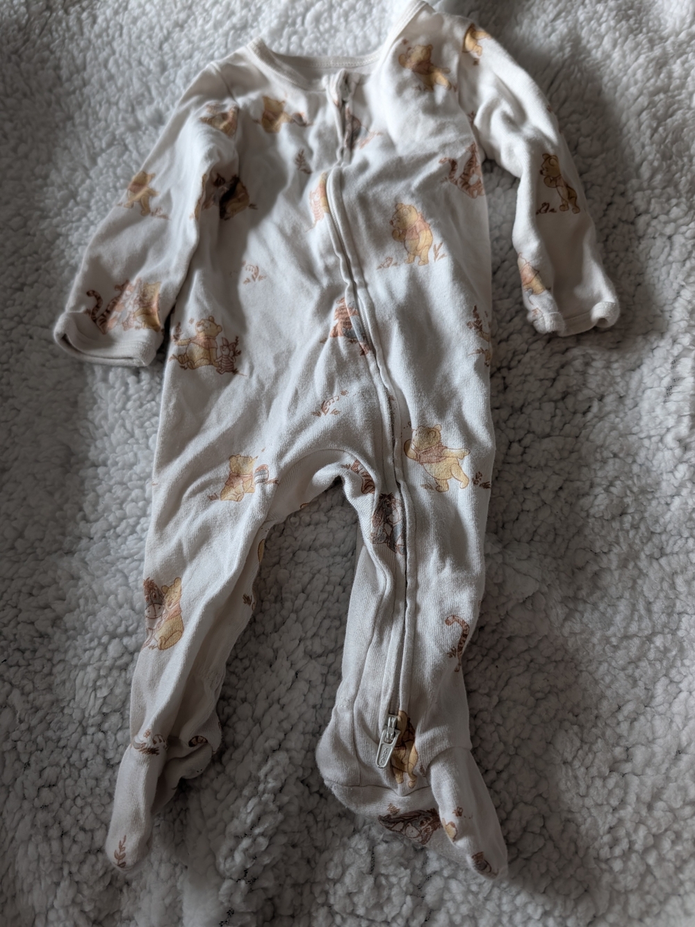 cloud island Cream Footed One-Piece with Tan Animal Print